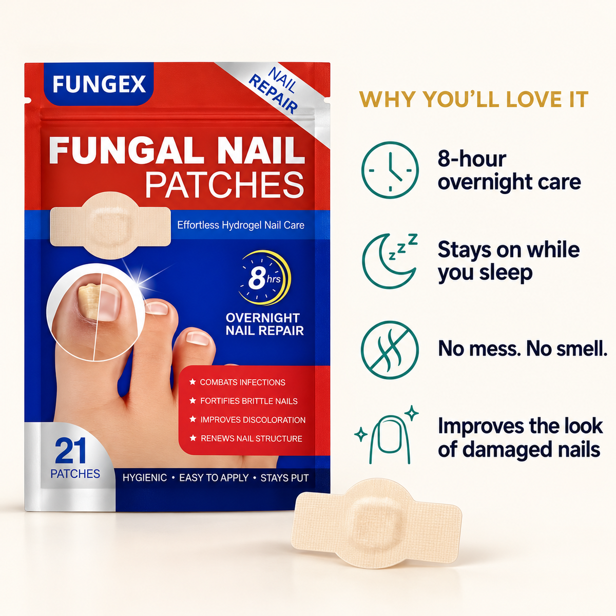 FUNGEX Fungal Nail Repair Patches | لصقات فونجيكس لإصلاح الأظافر المصابة بالفطريات